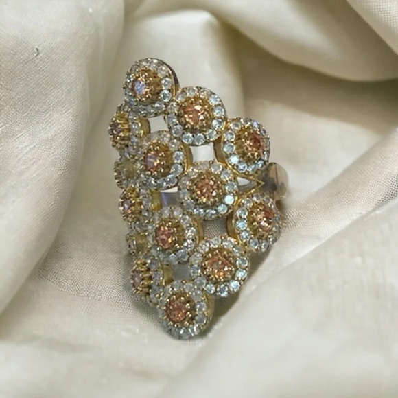 Rhinestone Sterling Silver Cocktail Ring - Picture 7 of 9